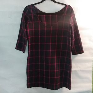 MNG Half Sleeve Plaid Dress